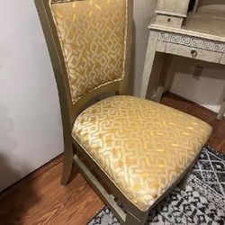 $65 Upholstered Side Chair Desk Chair pale, yellow, and tan