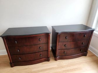 3-Pc Solid Cherry Wood Dresser Set, Black Marble Tops