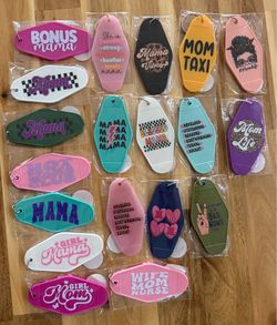 Homemade UV DTF Mom Hotel Style Keychain