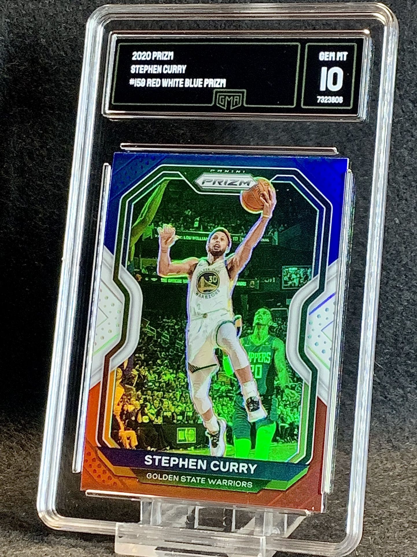 2020 Prizm 🔥 Stephen Curry 🔥 Red White & Blue Prizm GMA 10 💎 Mint - Golden State Warriors