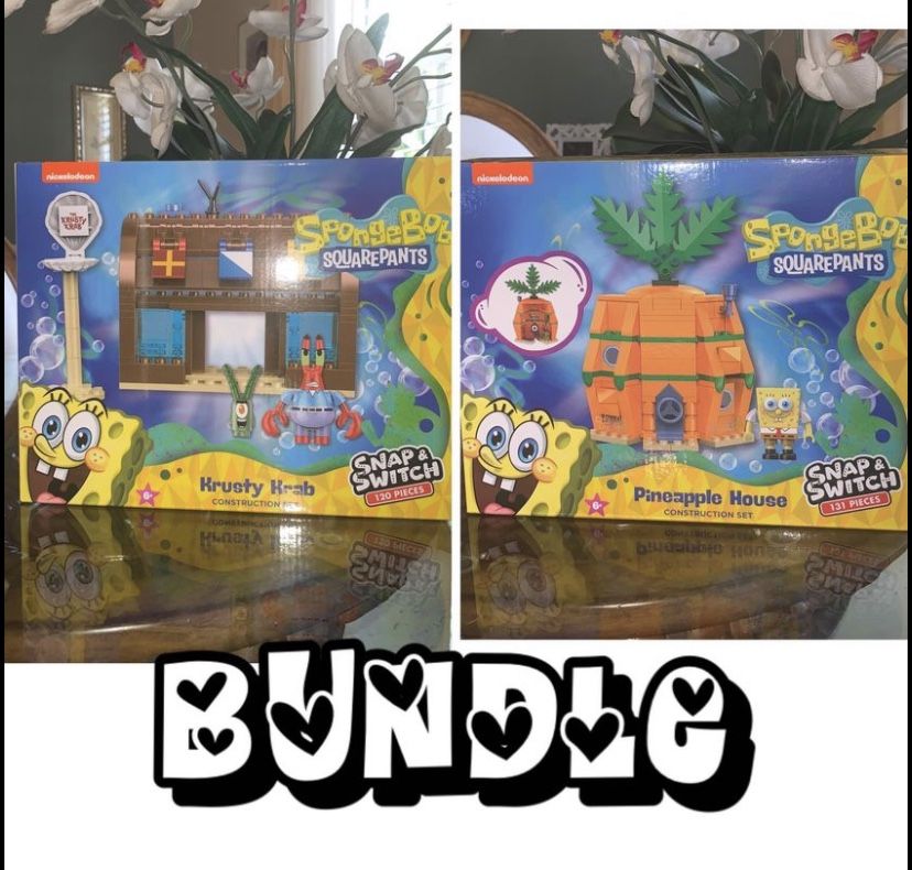 SpongeBob SquarePants Pineapple House & Restaurant Lego Type Construction Set Toy NEW