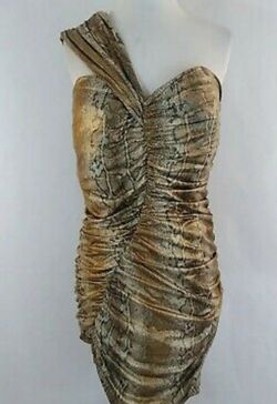 Brand New Baby Phat Women’s Animal Print One Shoulder Stretch Body Con Dress