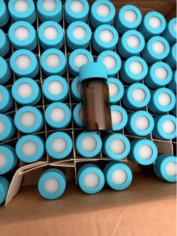 Amber Glass Vials with Blue Screw Caps – Bulk Lot