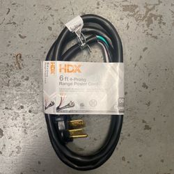 HDX 6 ft 4-Prong Range Power Cord
