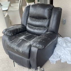 Recliner Chair Brown Leather - FREE