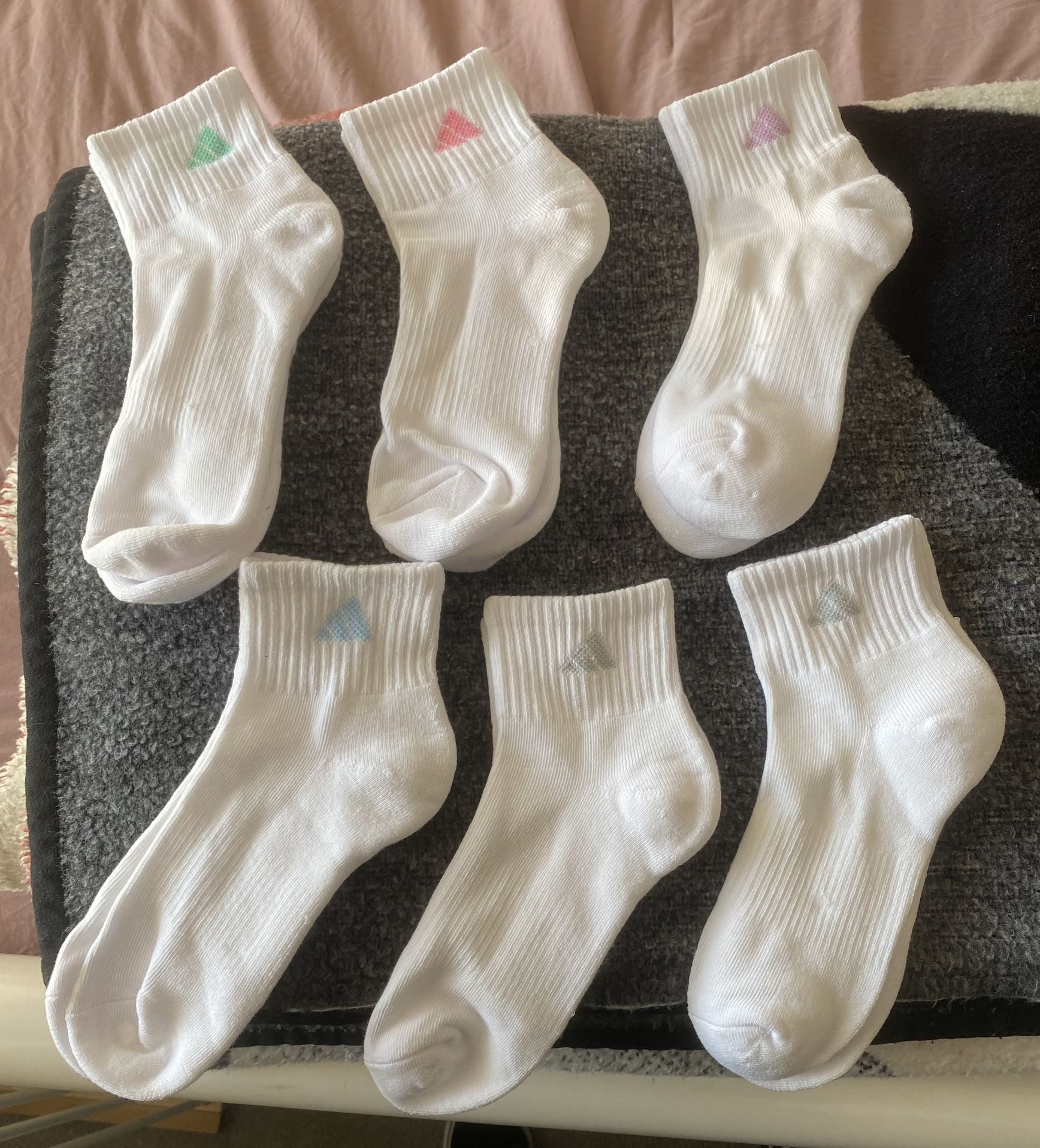 6 Prs Of New Womens Adidas Quarter Socks