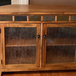 Beautiful Wood/Glass Corner TV Stand 