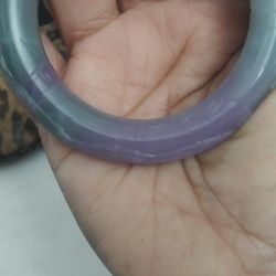 Grey Lavender with Hints Of Green Jadeite Bracelet