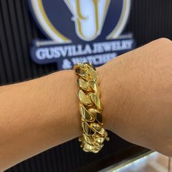 16MM MIAMI CUBAN LINK CHAIN 8.5” GOLD OVER SILVER