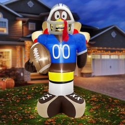 8 Foot Giant Football Turkey Inflatables Fall Thanksgiving Decorations Outdoor LED Lights Blow Up Autumn Fall Yard Garden Party