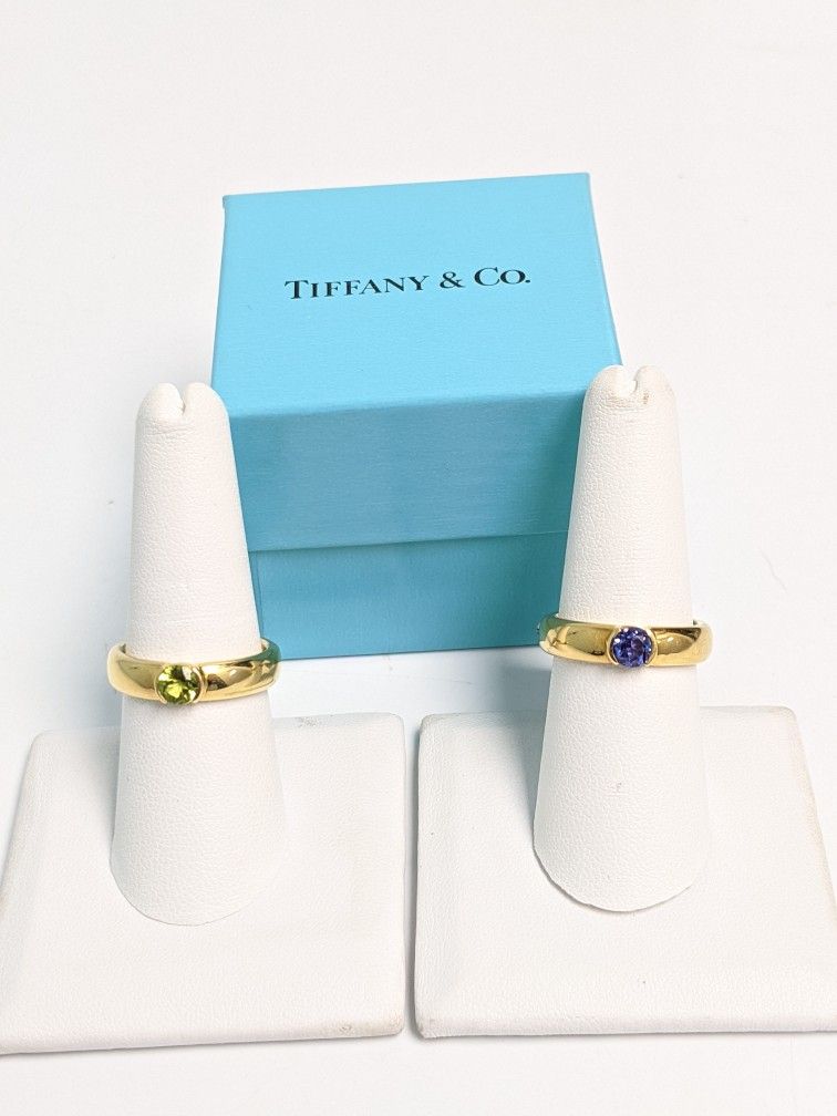 18k Tiffany Peridot And Tanzanite Rings