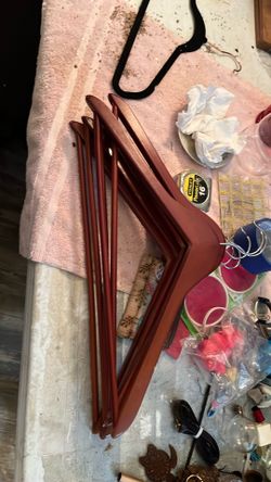 Five wood hangers
