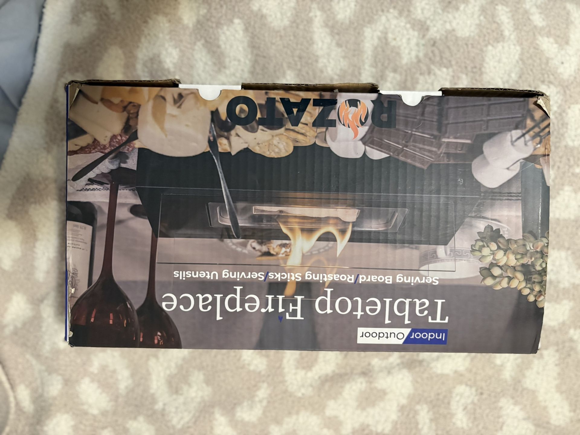 ROZATO Tabletop Fireplace & S’mores/Charcuterie Set — NEW