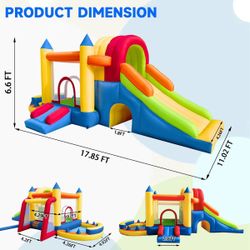 Kids Inflatable Bounce House with Slide & Kiddie Pool…$300