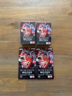 One Piece OP-16 The Time of Battle Sealed Lot (2 Double Packs + 2 Sleeved Packs)
