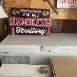 Wooden Chicago Blackhawks Wall Sign, 30 wide, 19 high, all wood, $10
