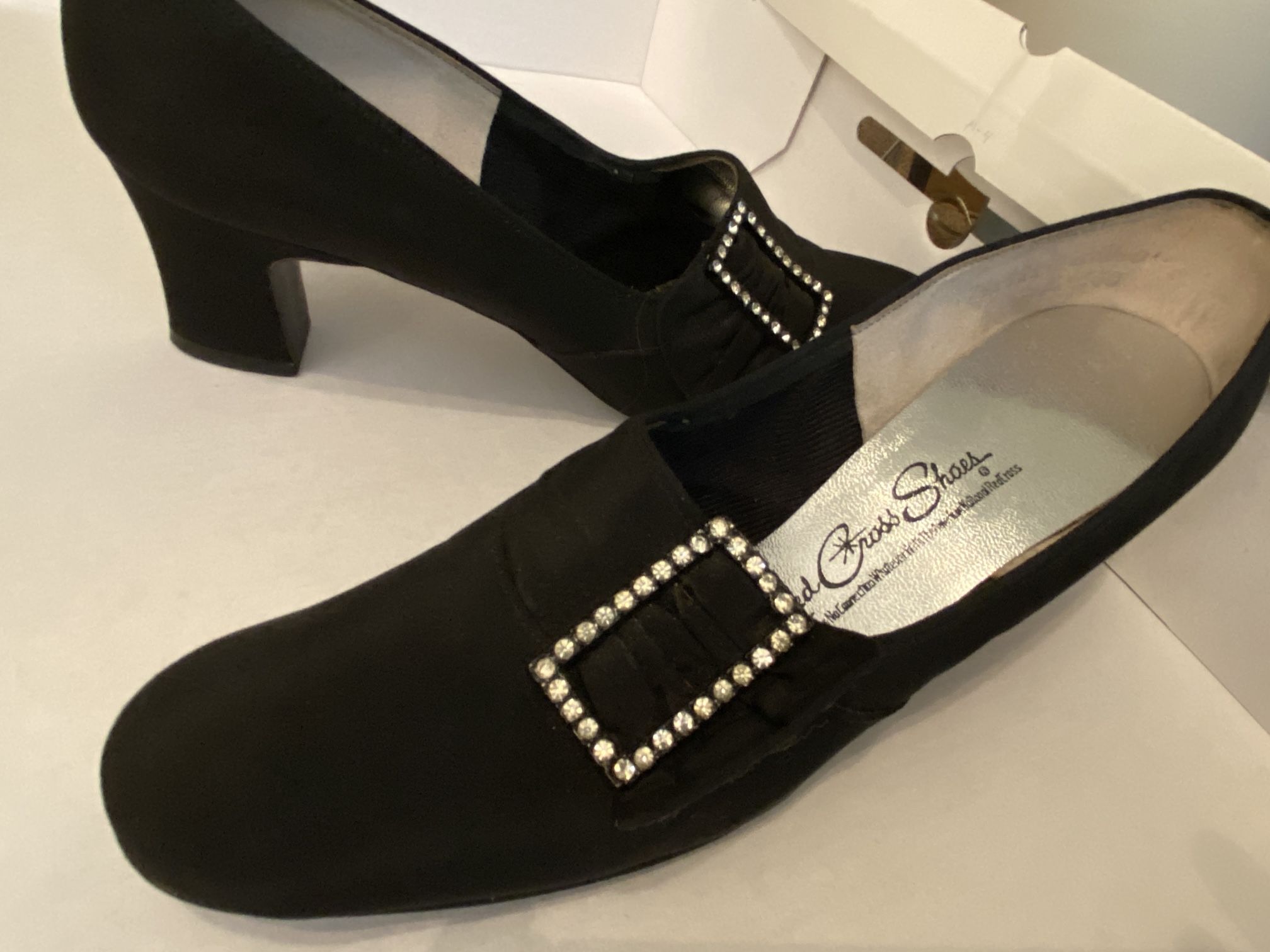 Vintage Rhinestone-buckle Dress Heels