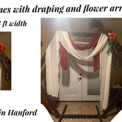 Oversized Real Wood - Custom Made -Wooden Wedding , Party Arch With Flower Arrangement And Draping $245 Hanford 