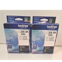 Brother® LC20 Extra-High-Yield Black Ink Cartridge, LC20EBK- LOT OF 2