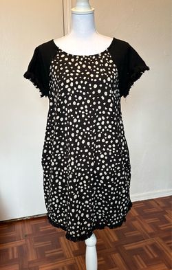 UMGEE Women’s 100% Cotton black and beige high low fringe dress size medium