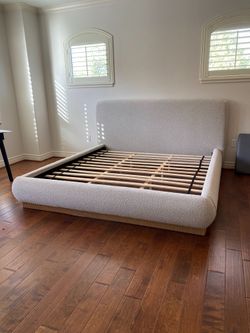 Beige Rattan Style Platform Bed Frame  King - Delivery Available!