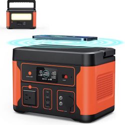 Solar Generator Backup 550Wh LiFePO4 Battery Pack with 110V AC Outlet, Pure Sine Wave Powerhouse with LED Light for RV Camping Fishing Home Emergency 