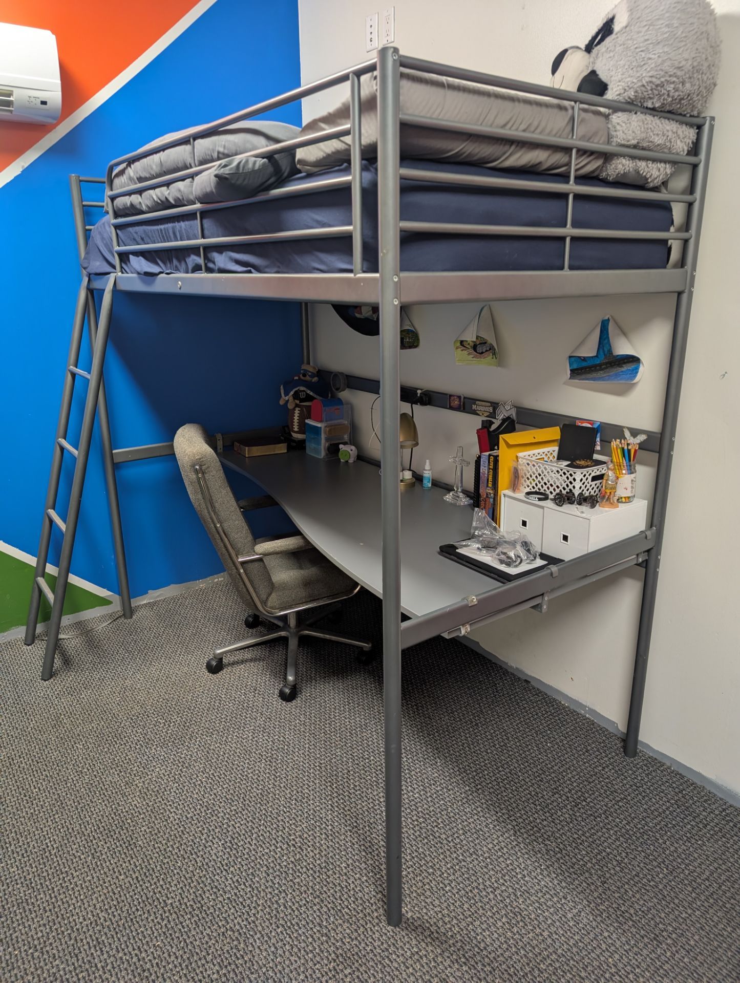 Twin Sized Loft Bed with Desk
