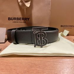 Leather TB Belt in Black - Men