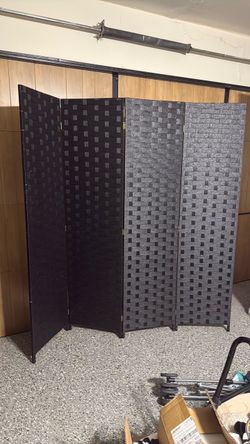 4-Panel Woven Room Divider Privacy Screen