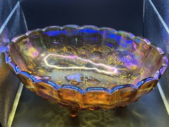 Vintage carnival glass Footed Bowl