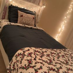 Twin Bed Frame , Mattress , Box Spring And Nightstand 