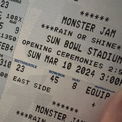 2 Monster Jam Tickets! 