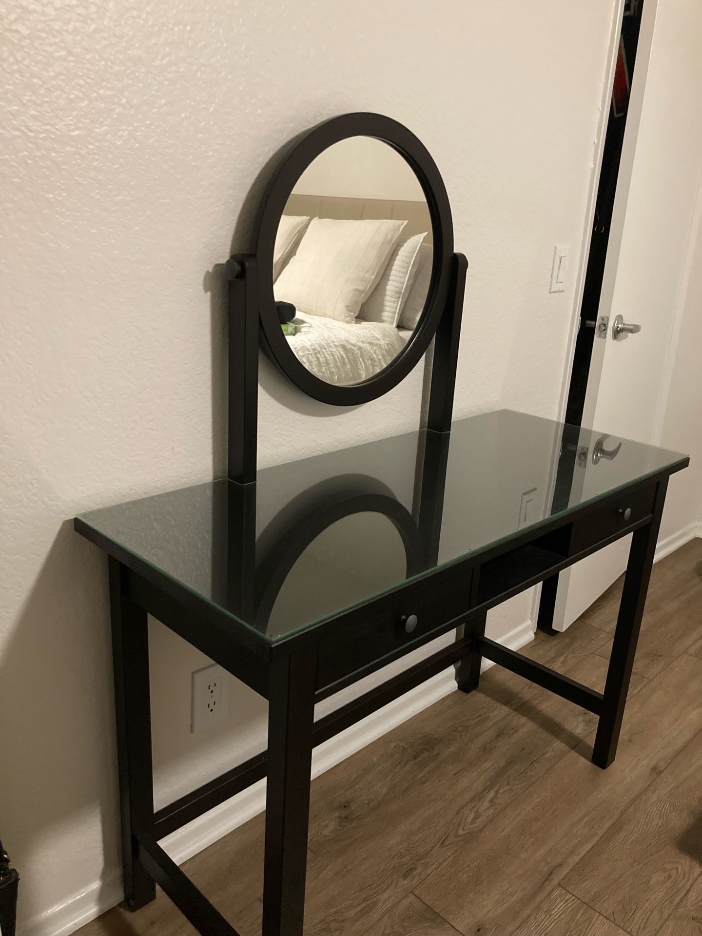 ikea hemnes black brown dressing table IKEA's HEMNES dressing Table With Mirror for Sale in Simi Valley, CA