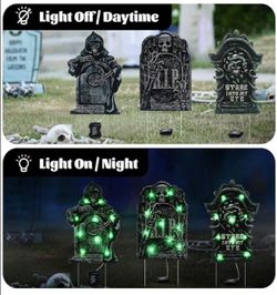 Brand new set of 3 light up Halloween grave stones