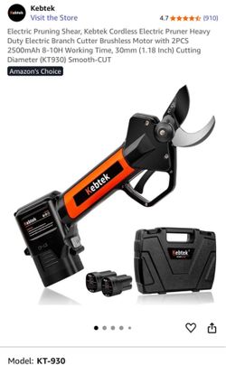 Electric Pruning Shear, Kebtek Cordless Electric Pruner Heavy Duty Electric Branch Cutter Brushless