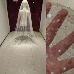 New Sequined Veil. Ivory. Cathedral Length