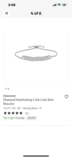 NEW GENUINE DIAMOND 1/2 CARAT BOLO BRACELET  💎  STERLING   9” ADJ.  ZALES $735–ON SALE $517.30 (SEE AD)  GREAT GIFT 🎁   ASKING $225💎💎
