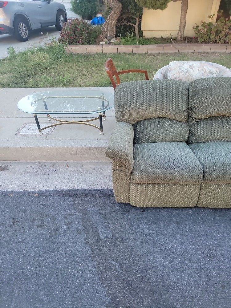 FREE Reclining Sofa, Misc Chairs, Glass Coffee Table SOFA