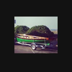 17' Gaff Rig Sailboat Wooden Row Boat 