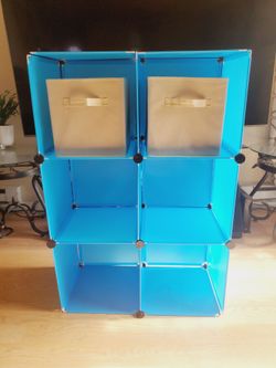 Blue Modular Cube Storage Organizer 6-Cube