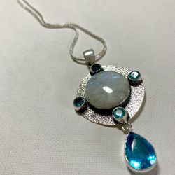 Moonstone / Blue Topaz Pendant Necklace 