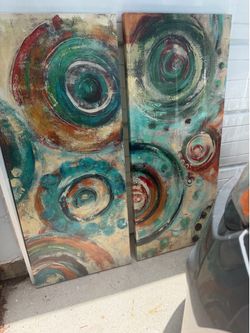 Set 2  beautiful painted canvas wall art pics