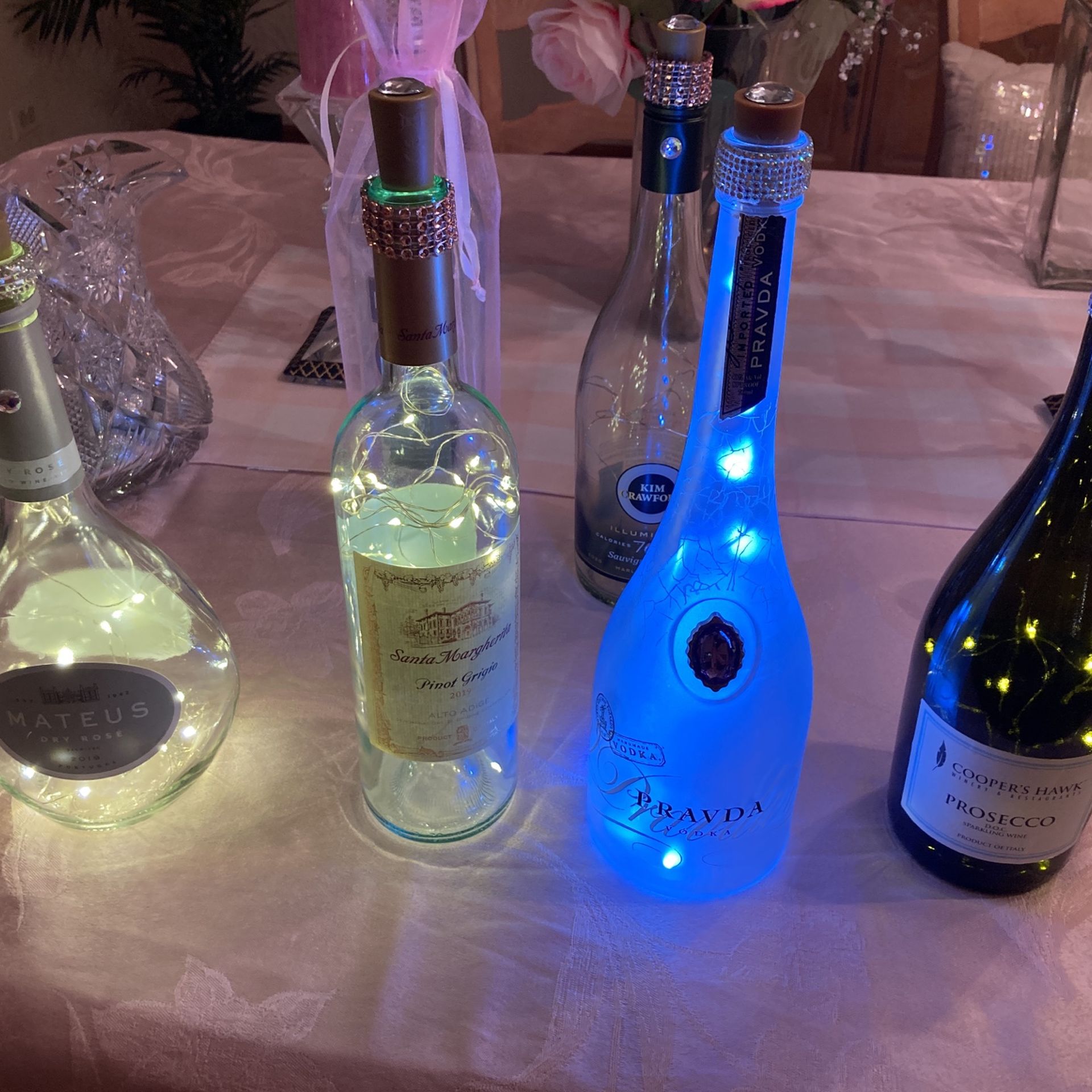 Lighted Wine Bottles. Makes A Great Gift. Batteries Included