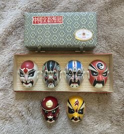 Asian Ceramic/ Porcelain miniature, opera masks