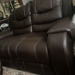Brown Leather Love seat good quality furniture
