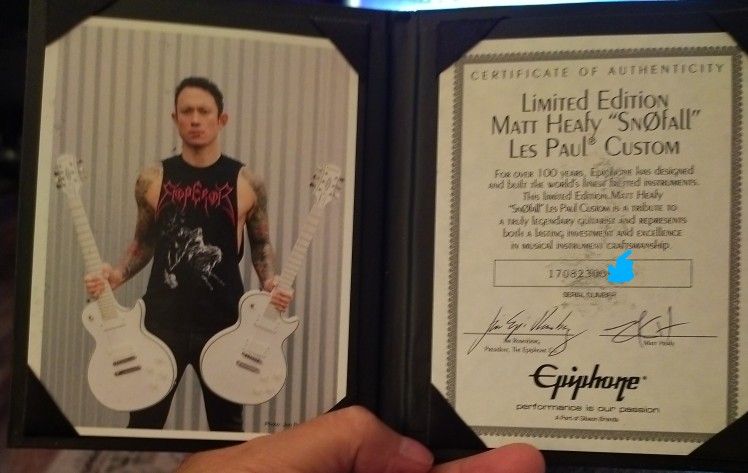 Guitar Epiphone Authenticity Certificate.