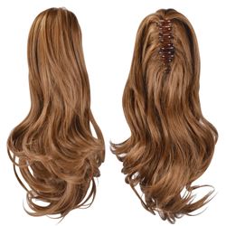 Claw Clip Long Curly Ponytail Synthetic Hair Extension Blond