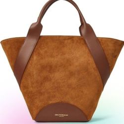 Bruno Magli Talia Tote Large Bag In Cognac Suede
