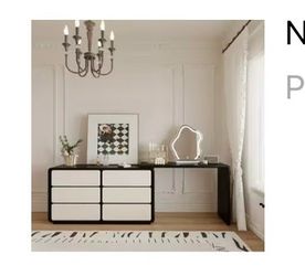 Modern 6-Drawer Dresser + Expandable Vanity Desk