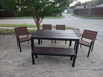🌿✨ COMEDOR PARA JARDÍN – MADERA Y METAL ✨🌿